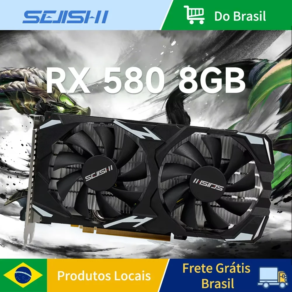 SEJISHI RX 580 8 GB placa de video AMD Radeon RX580 DE 8GB Gaming Graphics Card GDDR5 256Bit GPU Video Cards For PC Desktop