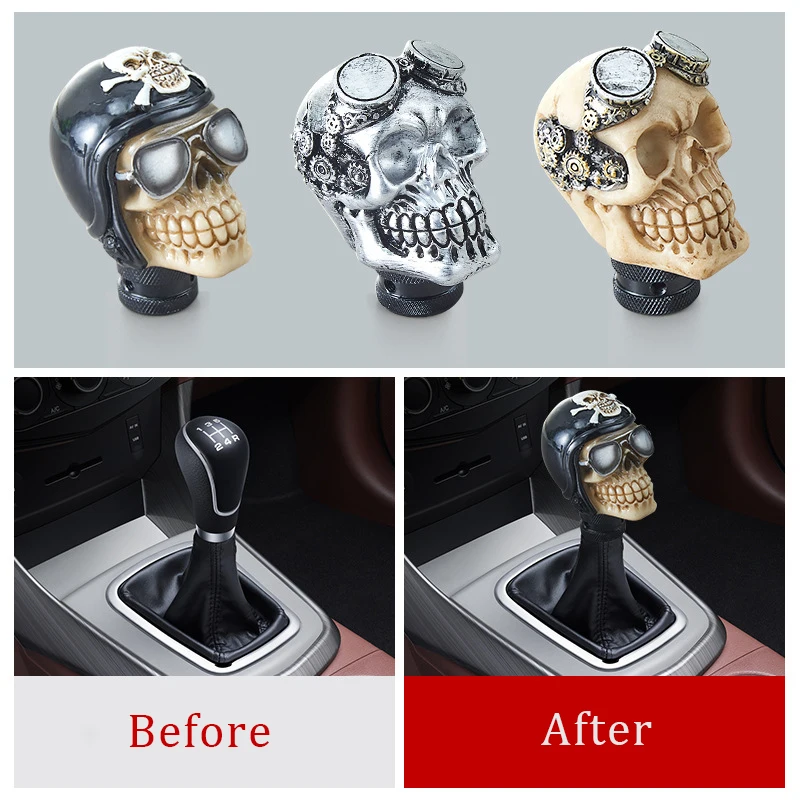 Car Gear Shift Knobs Skull Head Gear Manual Transmission Gear Shift Knob Shifter Lever Personality Modification