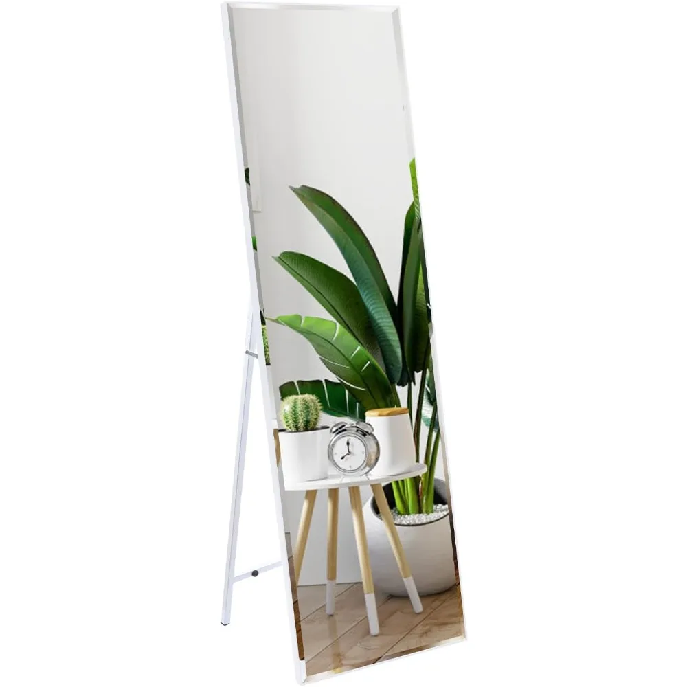 

Full Length Mirror 55"x16" Standing or Wall Hanging, Vertical White Frame HD Rectangle Full Body Tall Big Floor Stand up