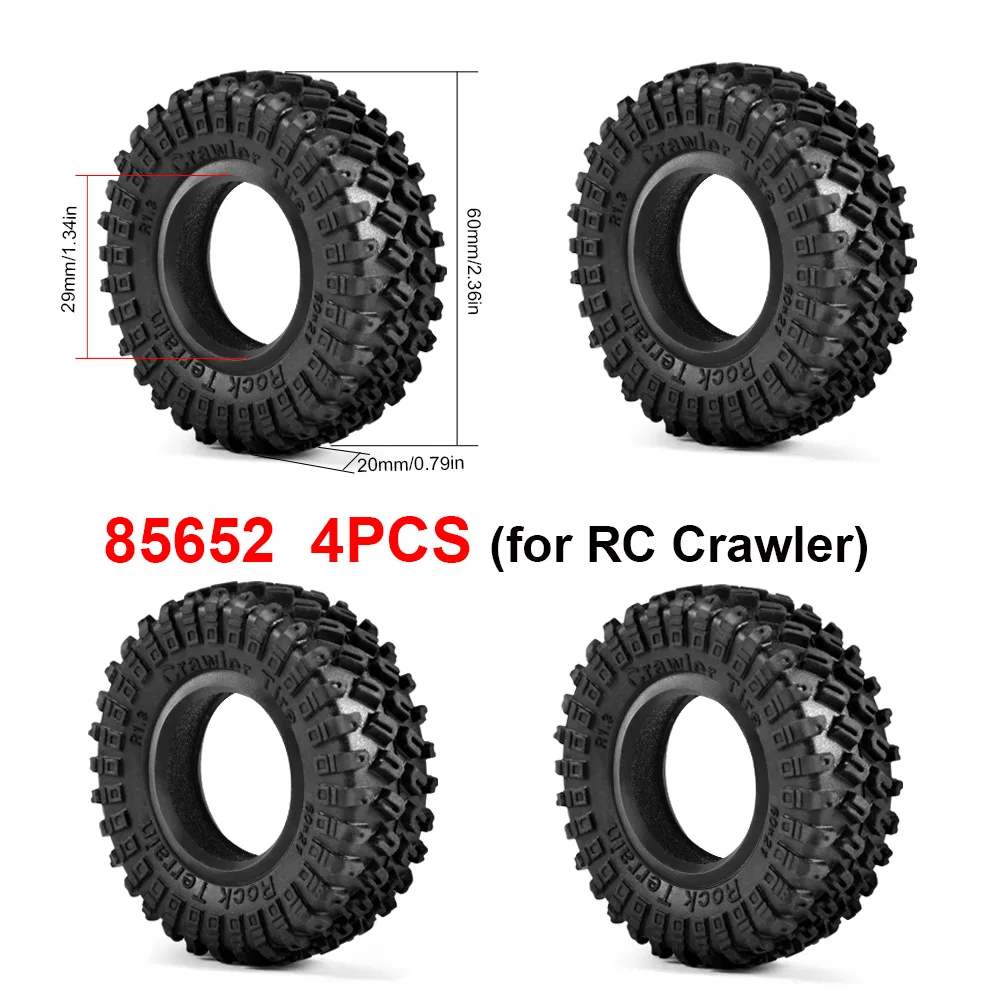 AUSTAR 1.3 inch RC Tires 1/18 Wheels Tires Set 7mm Hex for 1/18 TRX4M RC Crawler Car Parts