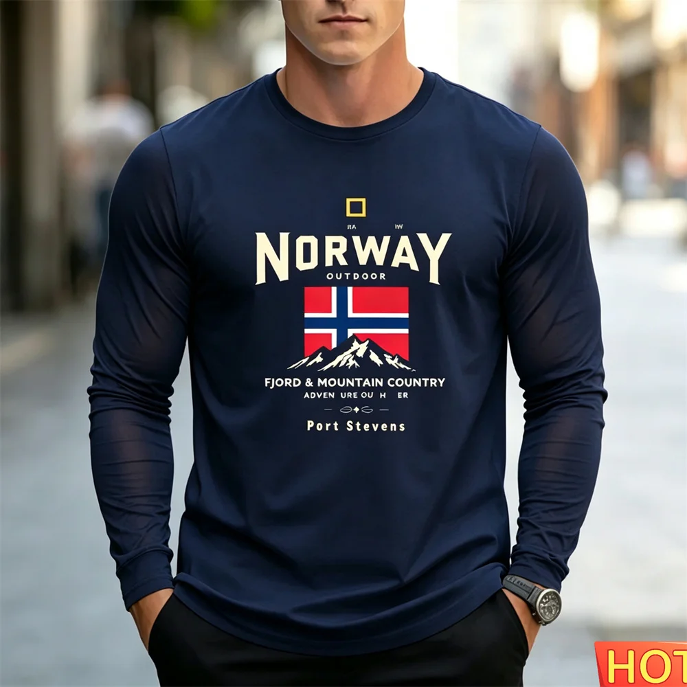 Autumn men's long sleeved T-shirt Cotton Letter Casual men's T-shirt Commuting T-shirt Men's Comfort T-shirts Versatile clothing - view 6