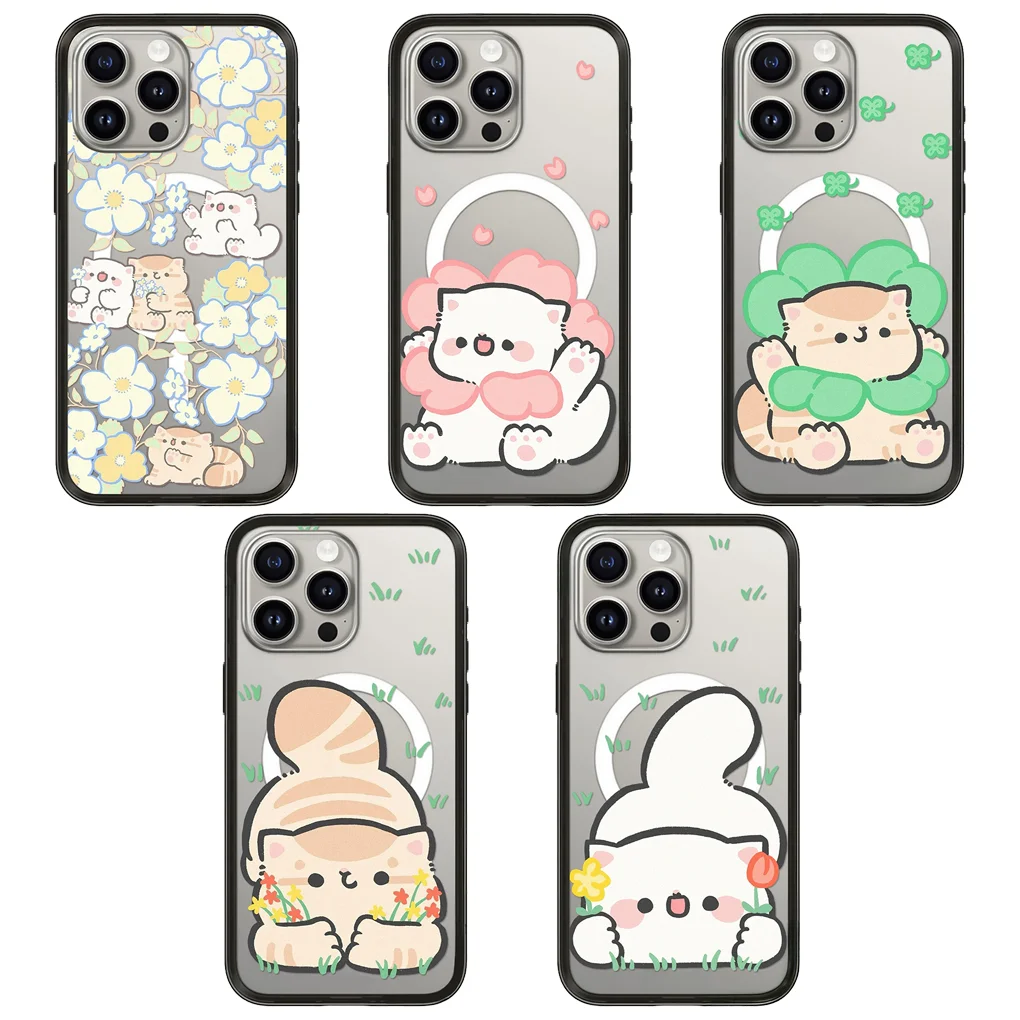 

Brown White Cat Black Border Letters New Design Protective IPhone Case Cover for 16 15 14 Pro Max Case