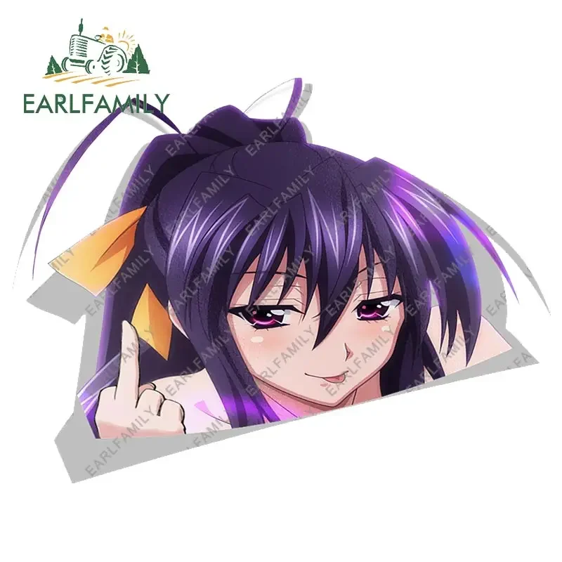 EARLFAMILY 13cm x 9.4cm For Himejima Akeno Peek Funny Car Stickers Caravan Decal Graffiti Anime Vinyl Car Wrap Car Accessories