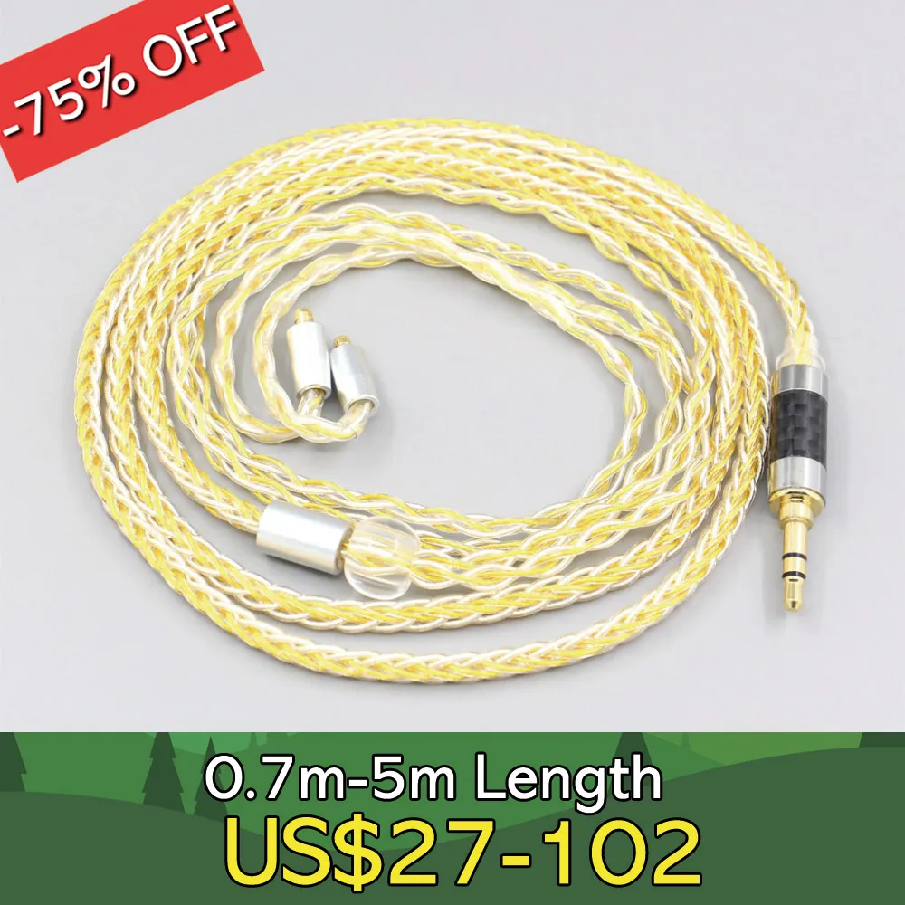 8 Core OCC Silver Gold Plated Braided Earphone Cable For Acoustune HS 1695Ti 1655CU 1695Ti 1670SS LN007300