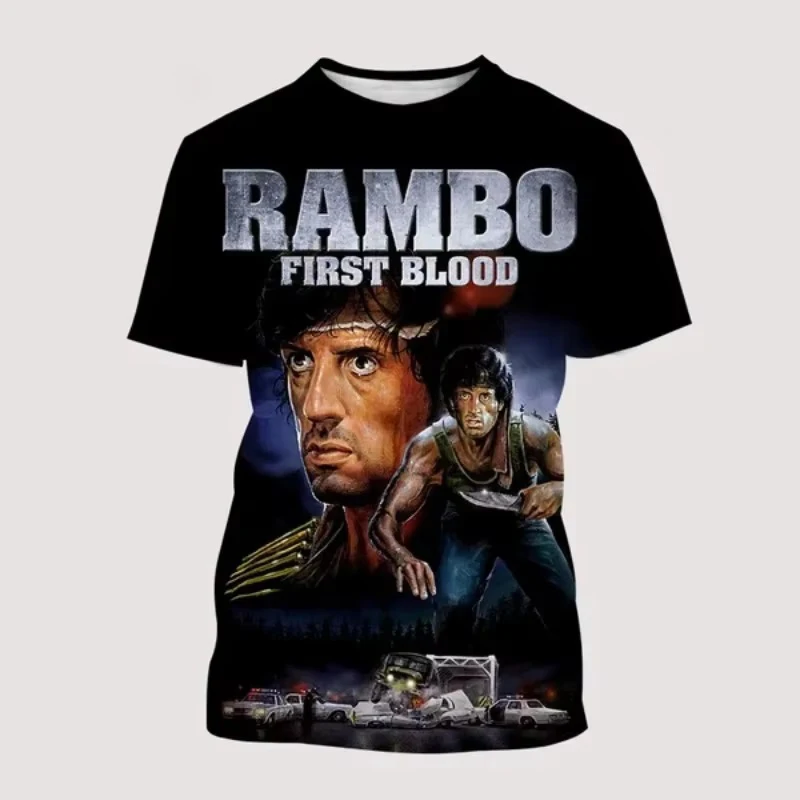 Rambo First Blood Movie 3D Print T-Shirts Men Women Casual Streetwear Oversized Short Sleeve T Shirt Male Tees Tops Man Clothing