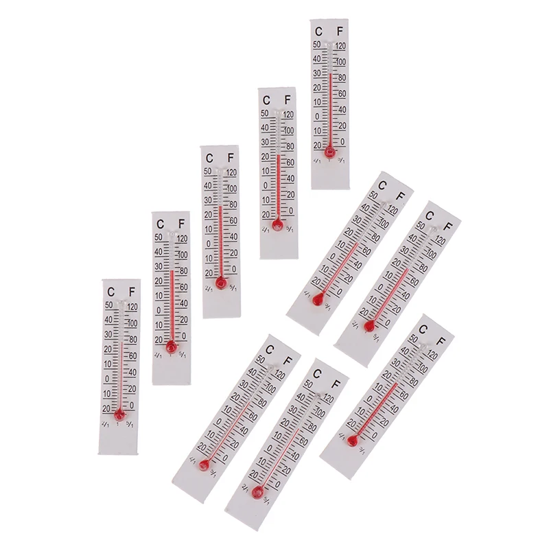 10 Pcs 5cm*1.1cm Miniature Paper Cardboard Thermometer Indoor -20-50 Celsius