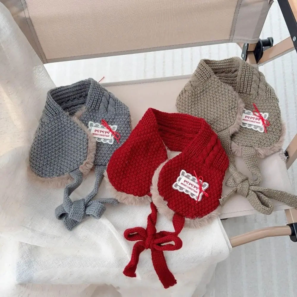 Ear Warp Lace label Autumn Winter Earmuffs Windproof Knitted Ear Muffs Multi-functional Thickened Children Scarf