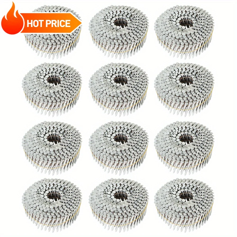 

3600 шт. сайдинговые гвозди 1-1/2 x 0,09 дюйма, катушка с проволокой, полная круглая головка, 15 градусов