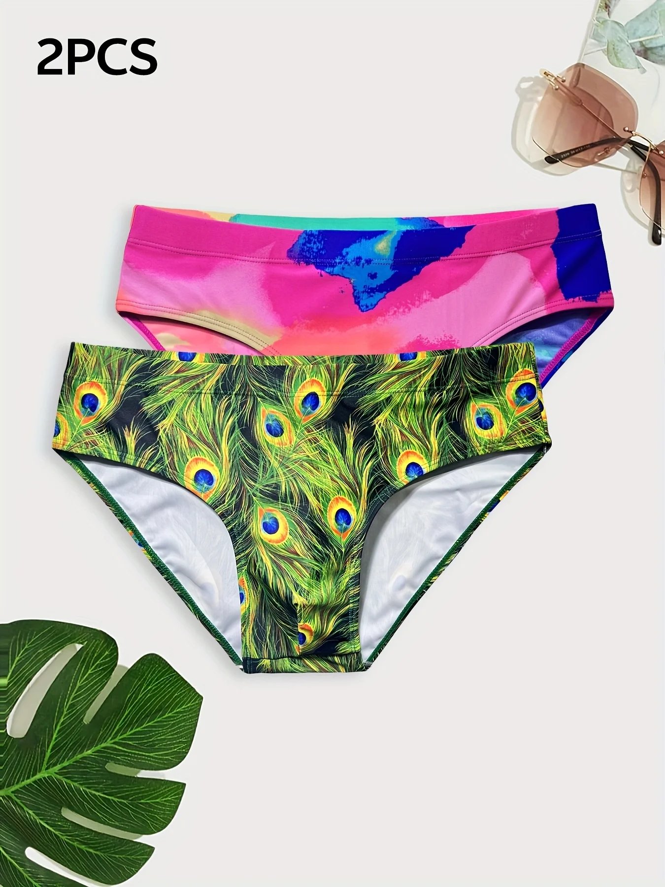 2 Pieces, Men's Triangle Anti-Embarrassment Professional Racing Large Size Quick-Drying Resistance Swimming Trunks