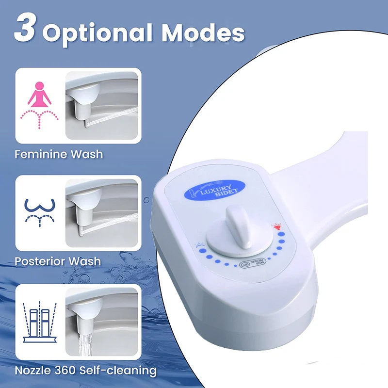 New Bidet Attachment Left Side Bidet Non-electric 2/3 Modes Bidet For Toilet Seat Bidets Two Nozzles Self Cleaning Nozzle