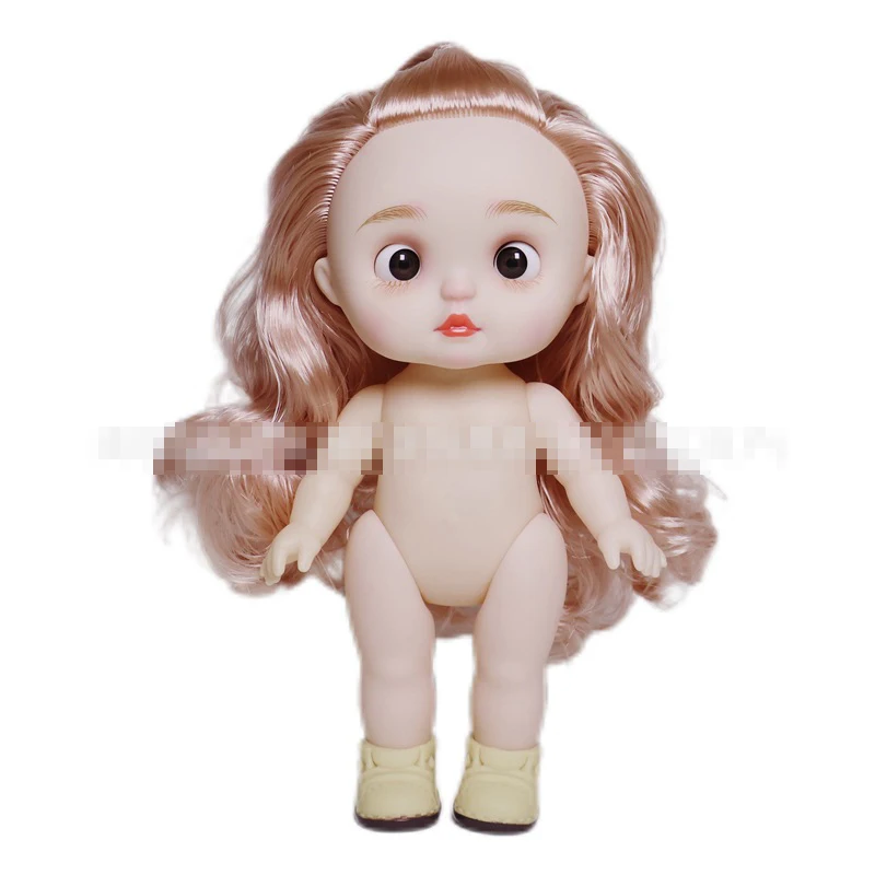 Cute 26cm BJD Doll Vinyl Body 3D Simulation Purple Eyes Nude Doll Girl Play House DIY Dress Up Accessories Birthday Gift Toys