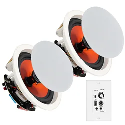 Herdio 6.5 Inch Bluetooth Ceiling Speakers 320 Watt Flush Mount In Wall Amplifier Receiver Perfect For Indoor Home Bathroom