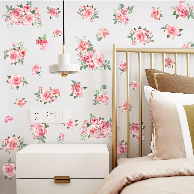 Fresco pequeno floral adesivos de parede sala de estar quarto fundo parede decoração de casa adesivos de parede auto-adesivo