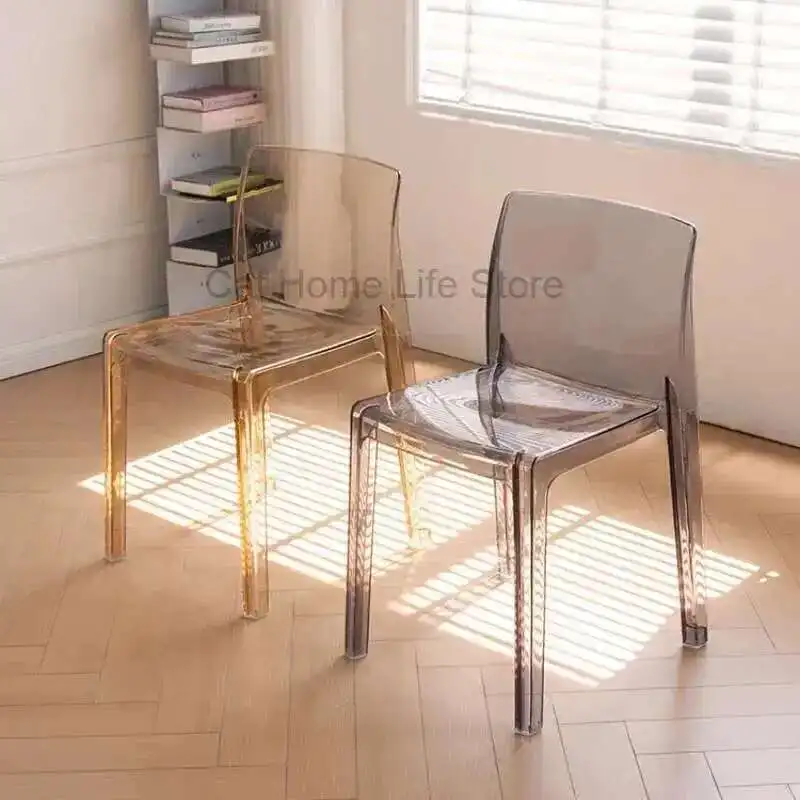 

Transparent Modern Office Desk Dining Chairs Accent Clear Design Cafe Dining Chairs Backrest Silla Comedor Furniture
