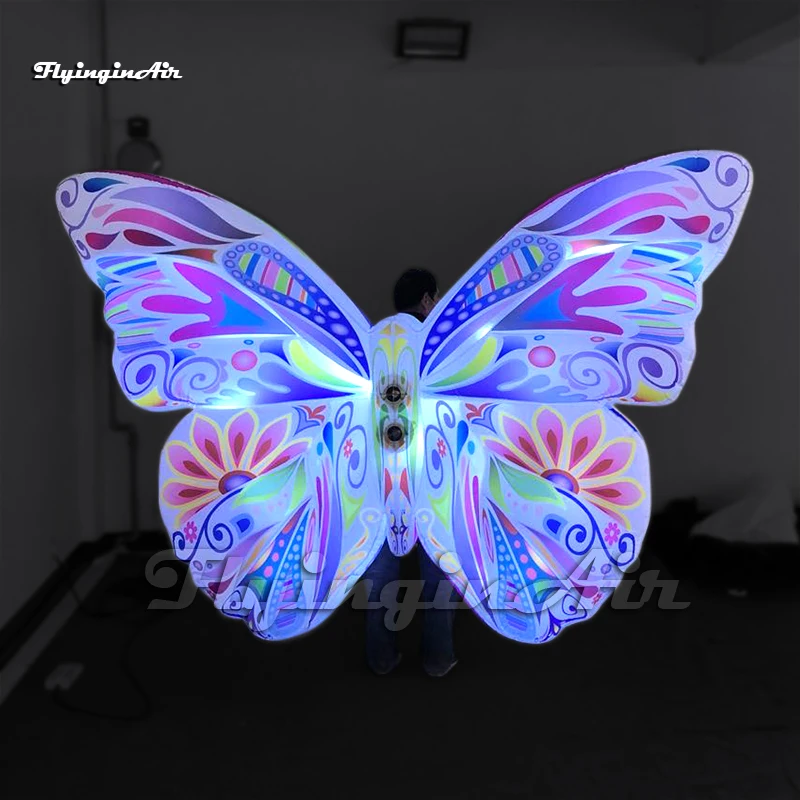 3m Adult Wearable Inflatable Butterfly Wing Parade Costume Walking Blow Up Catwalk Stage Clothing For Event Show