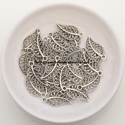 (50Pcs/Lot) Zinc Alloy Tibetan Silver European Charm Leaf-Shape Pendant Size 18x10mm ZN6173B