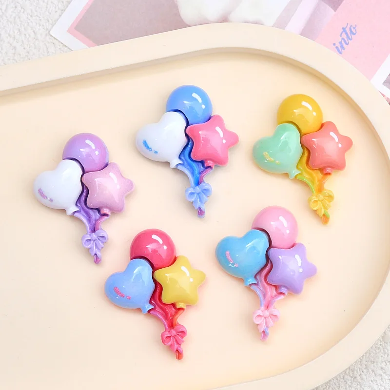 100pcs Kawaii Flatback Resin Heart Balloon Flower Scrapbooking Embellishments DIY Crafts Accessories Jewelry Making Findings