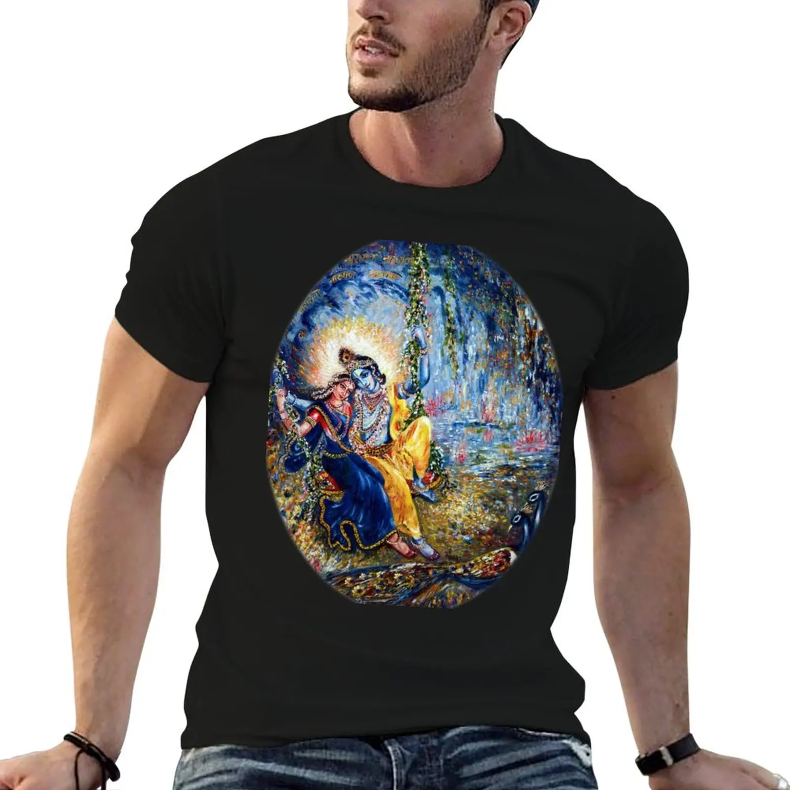

Krishna Leela T-Shirt t shirts with prints cotton t shirts man 100% black cotton t-shirt plain for man package T-Shirt