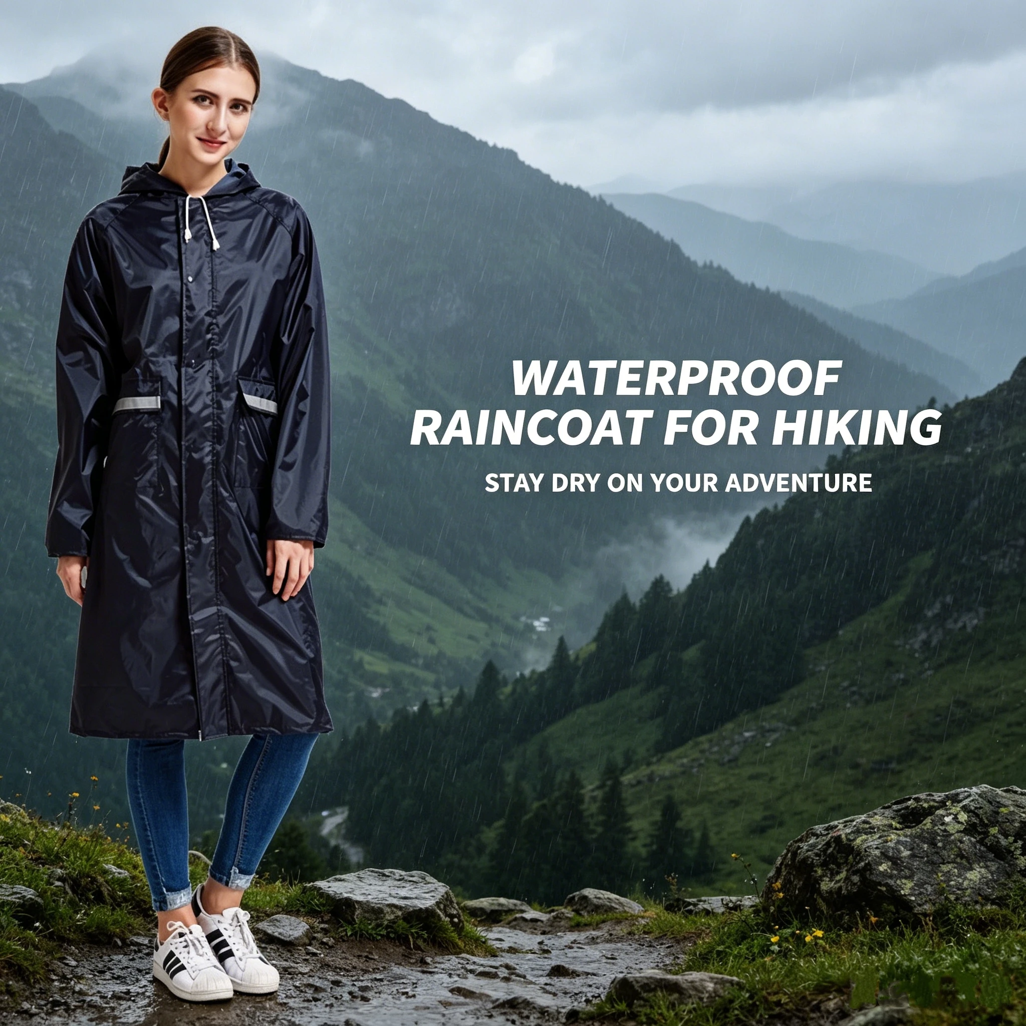 Breathable Integrated Medium to Long Full-Body Raincoat Single Person Outdoor Jacket for All-Weather Coverage Protective Rain Co