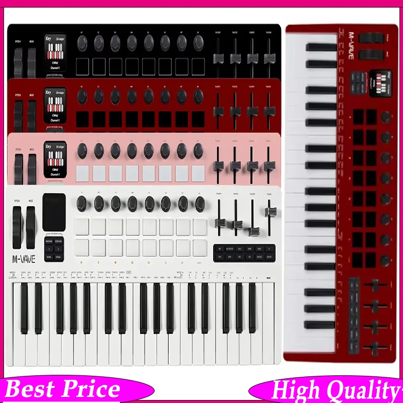 M-VAVE SMK-37 Pro New Wireless MIDI Keyboard All-in-One Synth Workstation 37 Sensitive Keys 16 Drum Pads Hardware Controls