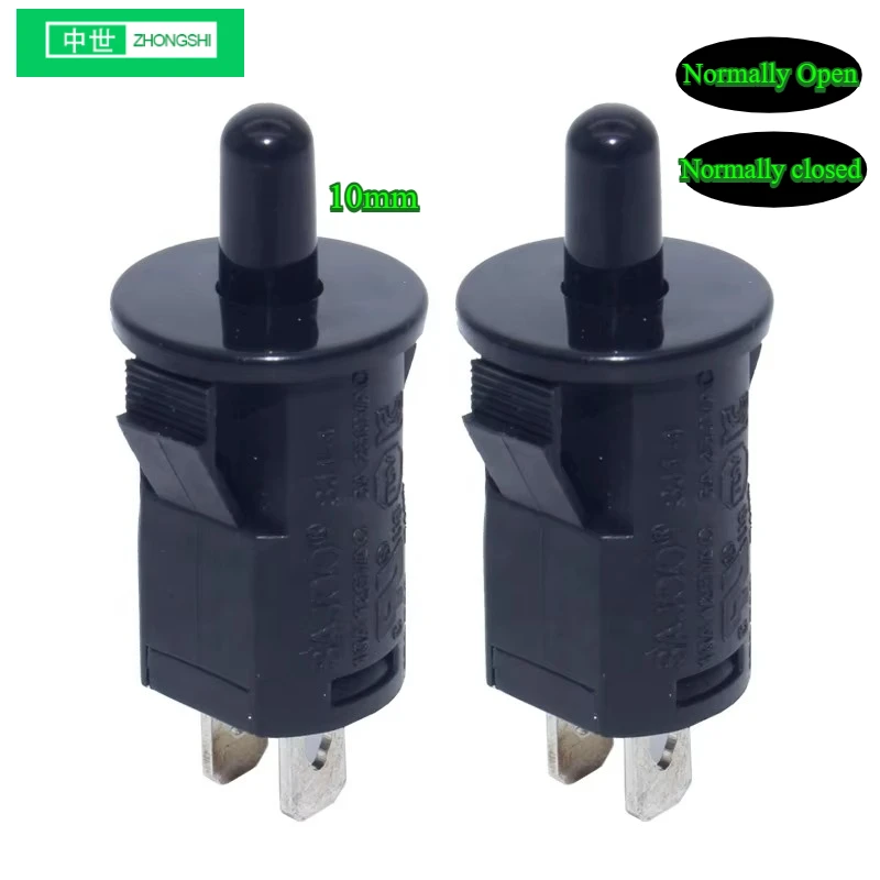 SJ1-1-C Normally Closed 3A Normally Open 6A 10mm Push Button Round Momentary Refrigerator Door Light Switches