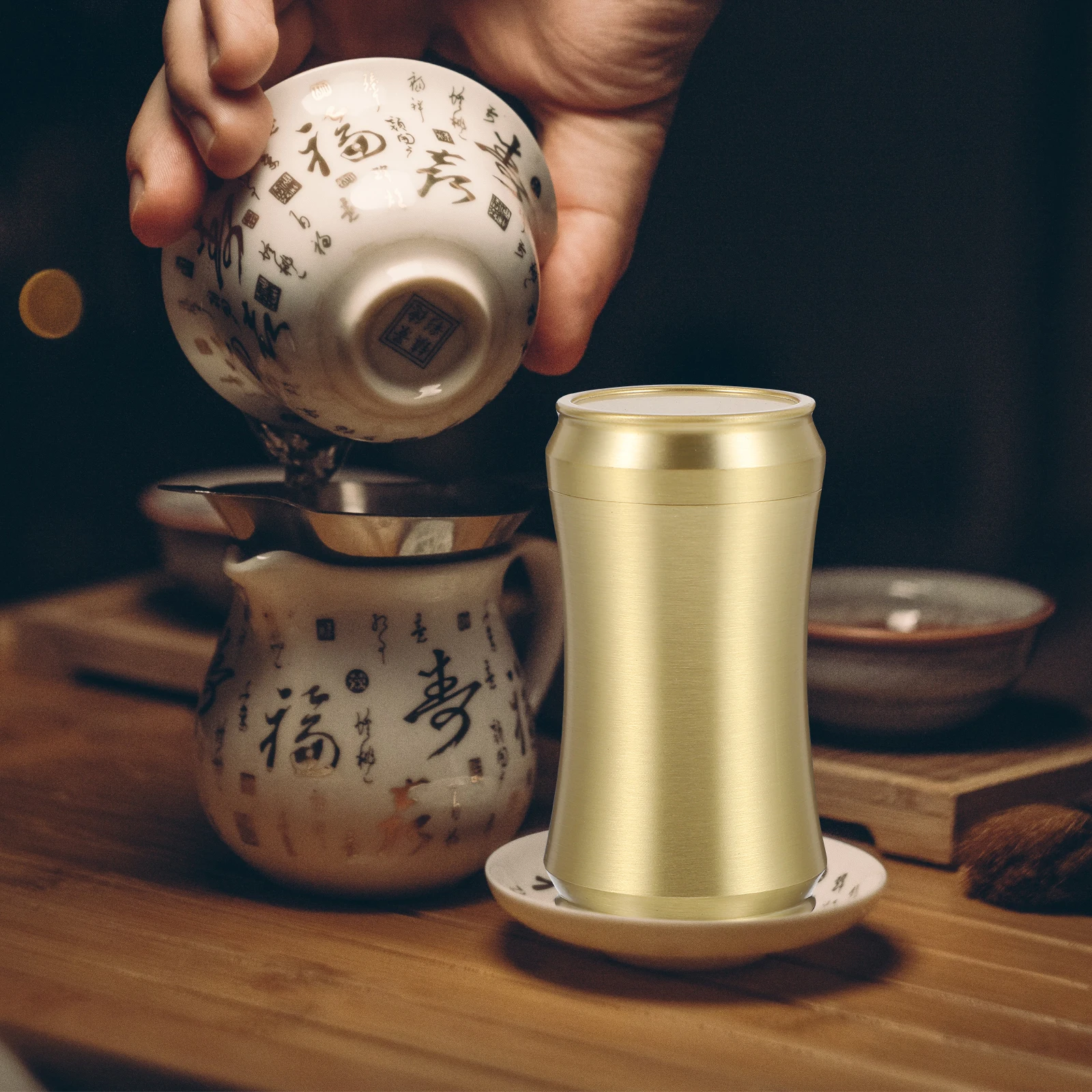 

Copper Tea Canister Sealed Jar for Tea Leaf Storage Portable Moisture Proof Container Sturdy Compact Fine Polishing