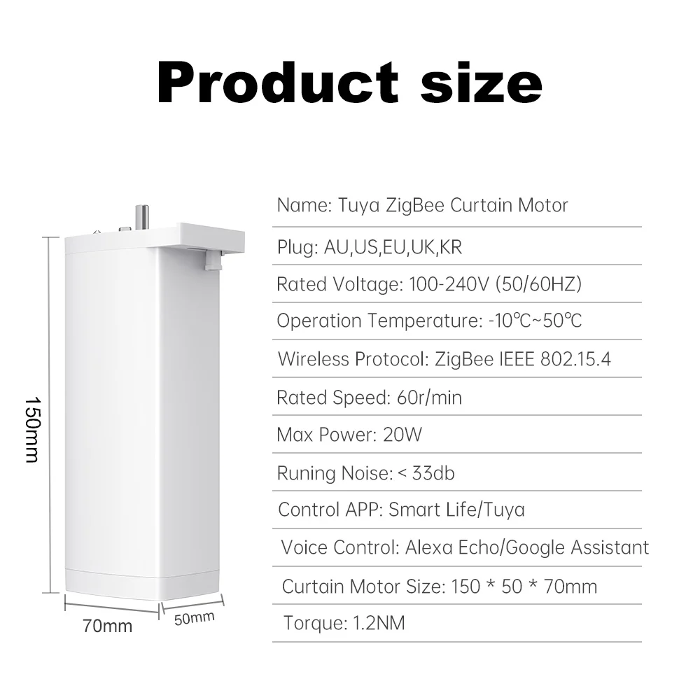 Smart Tuya Zigbee/WIFI Electric Automatic Curtain Motor Super Silent Intelligent Support Voice Control Alexa Google Assistant