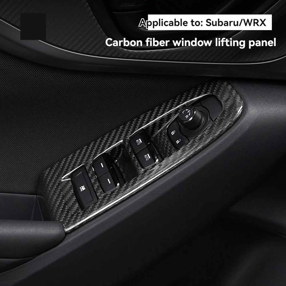 Car Real Dry Carbon Fiber Interior Window Lift Switch Button Trim Cover Frame Panel Regulator DecorationFor Subaru WRX 2022+ image 6