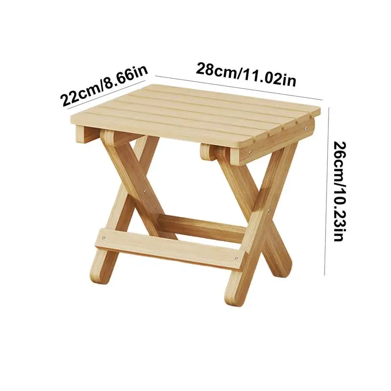 Foldable Stool Portable Wooden Stool Chair Lightweight Fold-up Step Stool Heavy Duty Folding Foot Rest For Outdoor Hiking