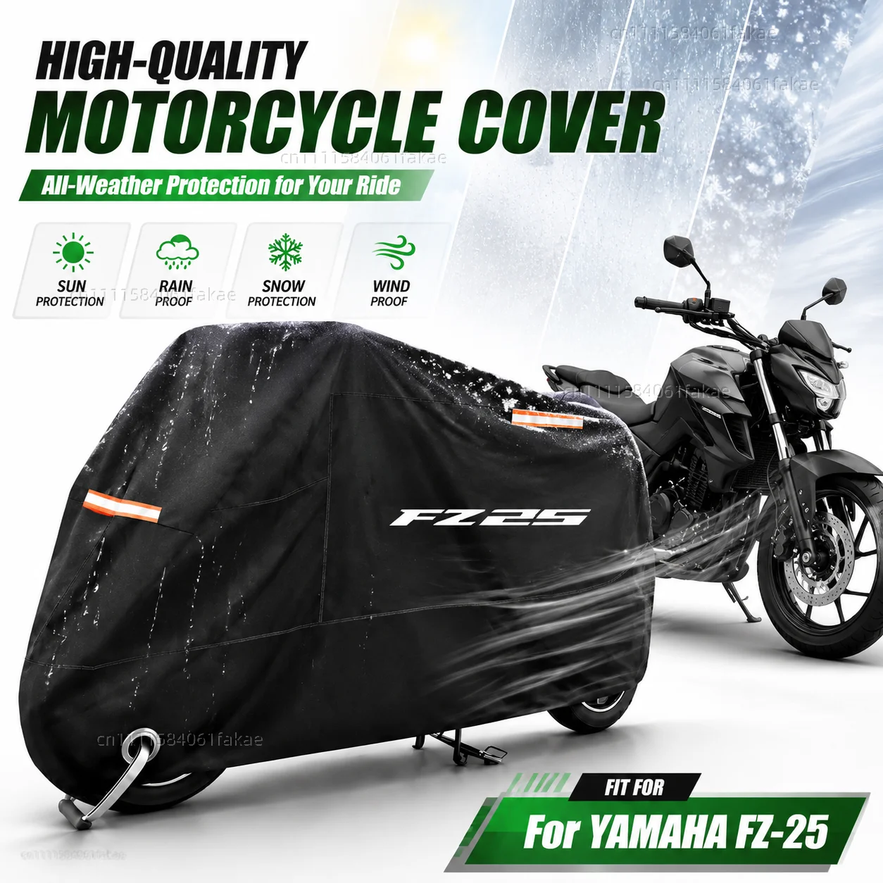 Cubierta impermeable para motocicleta, para exteriores, para todas las estaciones, a prueba de polvo, protección UV, cubierta para lluvia para Moto Scooter, para YAMAHA FZ-25 FZ25 FZ 25