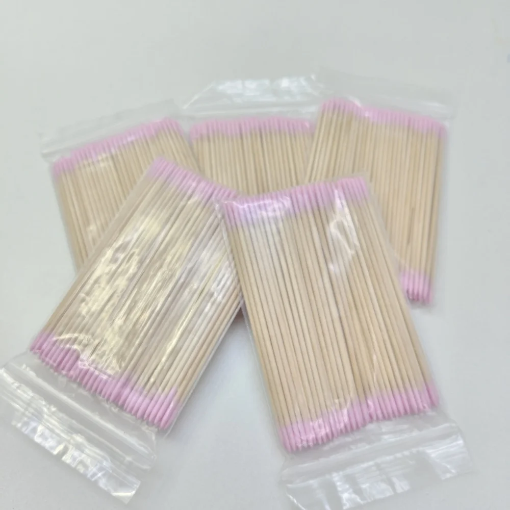 100/300/500 Stück Einweg-Ultrakleine Baumwoll-Wattestäbchen Fusselfreie MicroWood Make-up-Pinsel Wimpern-Tattoo-Reinigung, Tattoo-Zubehör