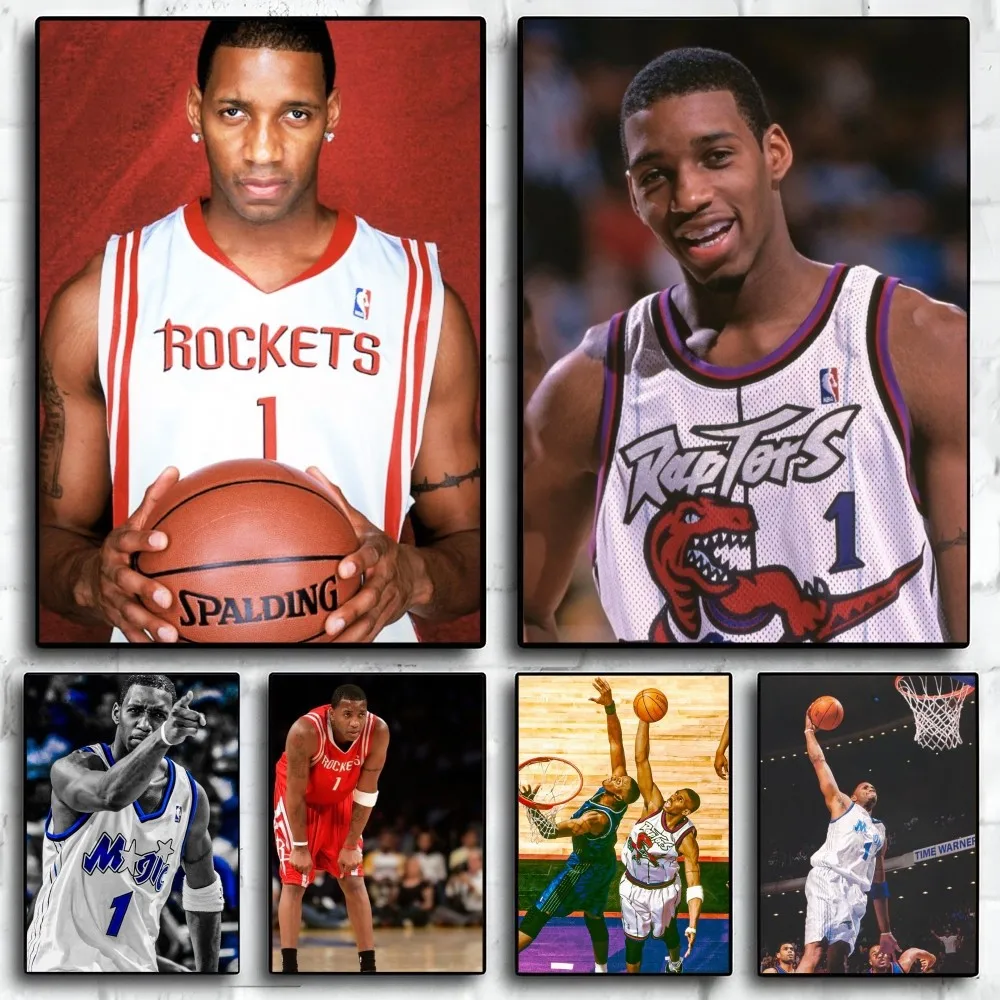 1PC Tracy McGrady Poster Self-adhesive Art Waterproof Paper Sticker Coffee House Bar Room Wall Decor