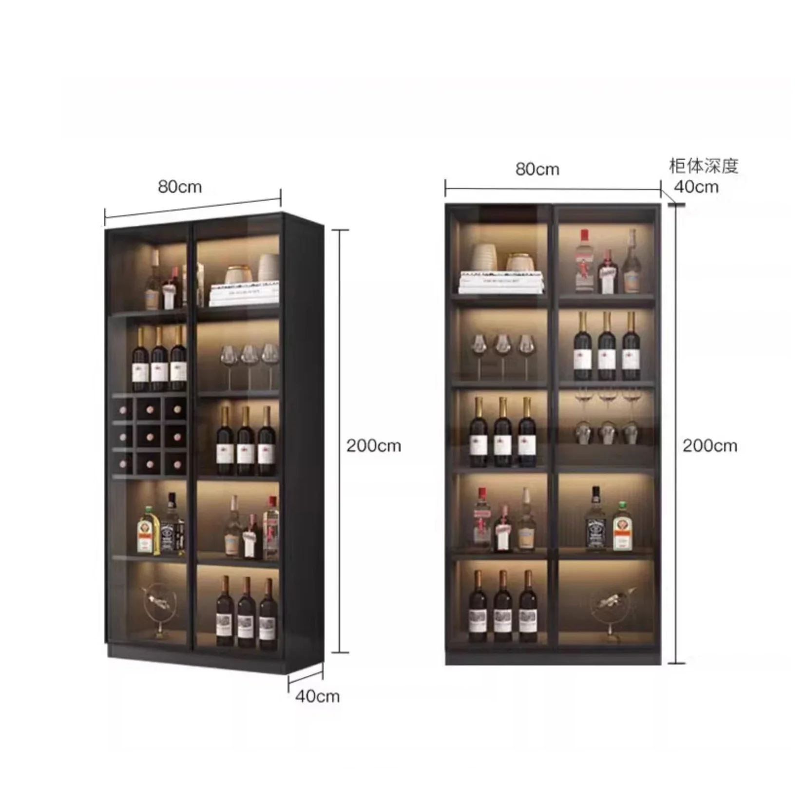 Glass Door Wine Cabinet Light Luxury Floor Display Cabinet Modern Simple Home Living Room Simple Meuble Vin Bar Furniture