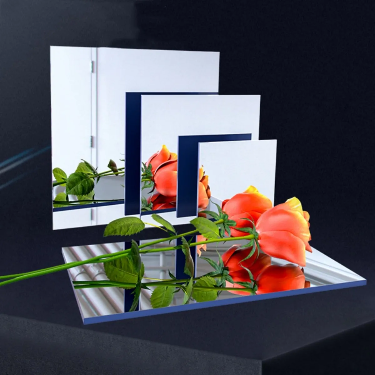 Single-Sided Mirror Plastic Sheet PVC Mirror-Finish Flat Panels Plate High-quality Craft DIY Materials 100mm-300mm