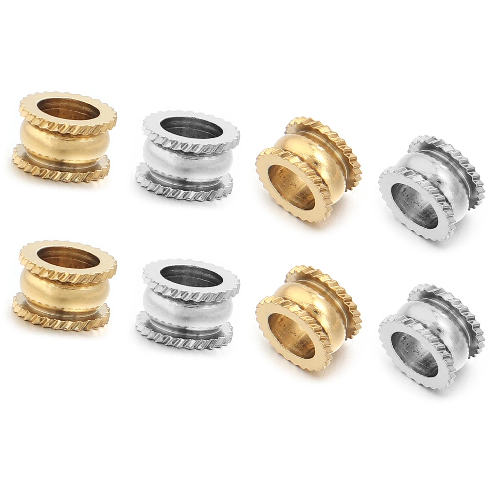 10-20 piezas/lote de cuentas espaciadoras de acero inoxidable con agujero grande, cuentas sueltas compatibles con cordón de cuero redondo de 4-5 mm para hacer pulseras, collares y joyería DIY