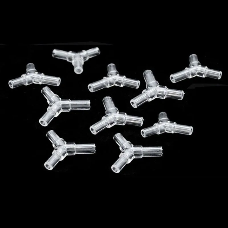 10pcs/lot 4mmYShaped Plastic Connector 3 ways Aquarium Fish Tank Air Pump Connector Control Valve Air PipeTube acessorios