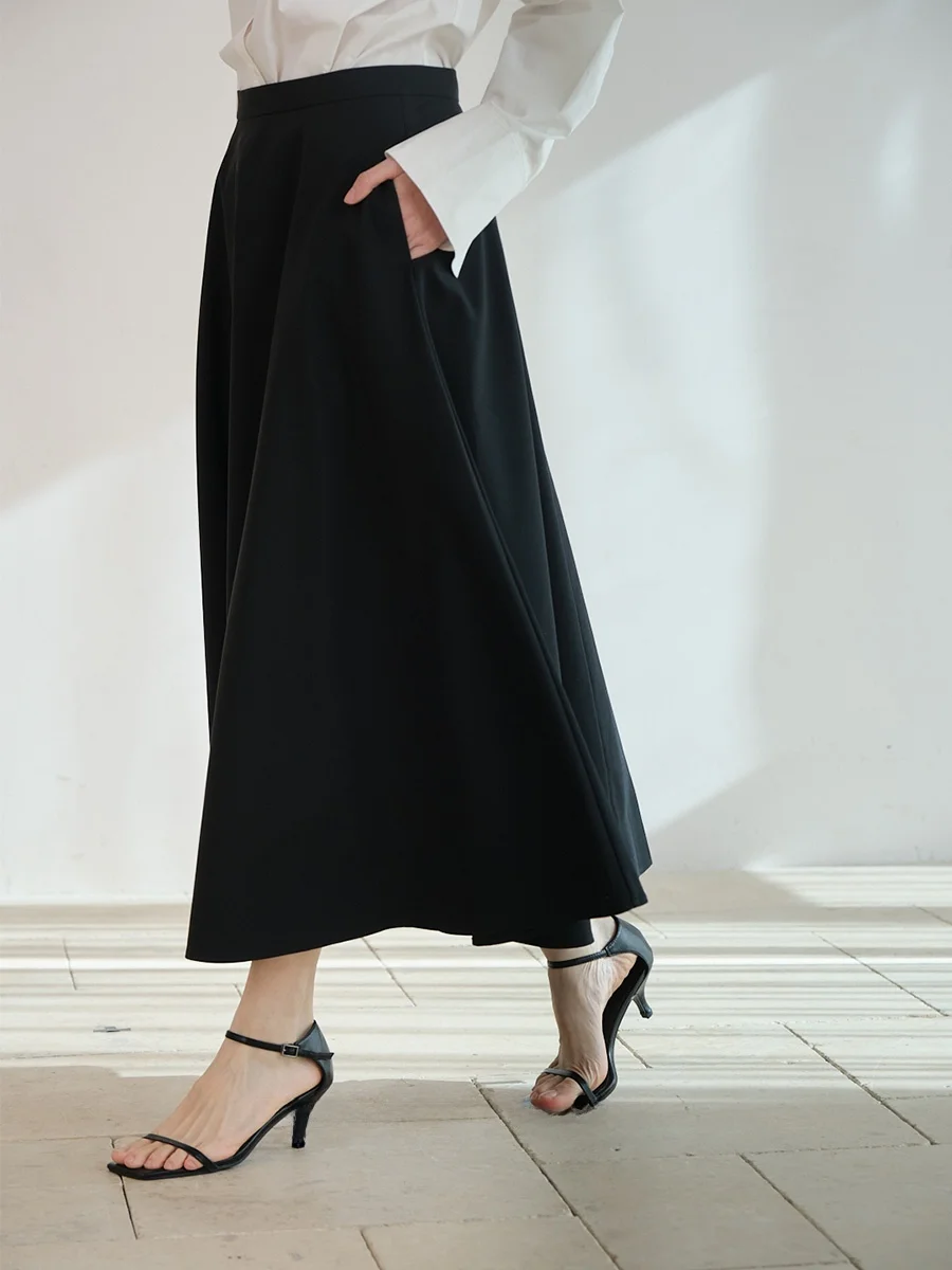 

Юбка Whitecube с высокой талией, А-силуэт, женская, для офиса, немнущаяся, из смесовой ткани (шелк, шерсть, полиэстер), с вставками