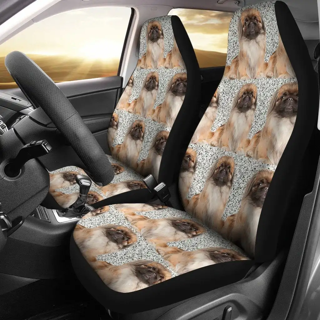 Pekingese Dog Patterns Print Car Seat Covers Set 2 Pc, Car Accessories Seat Cover