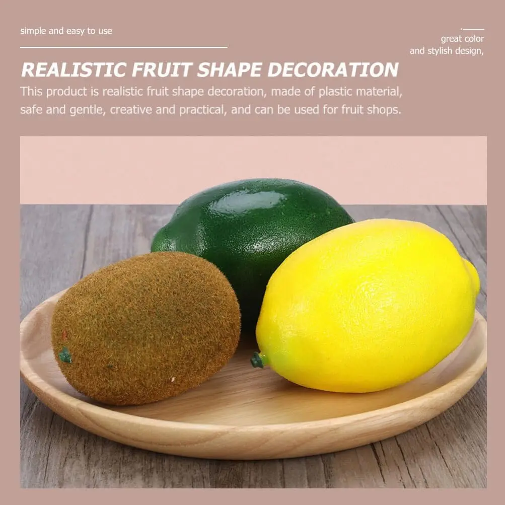 4 Pcs Artificial Fruits Plastic Fake Fruit Kiwi Simulation Fruit Model for Home Kitchen Party Photoshoot Decoration Brown
