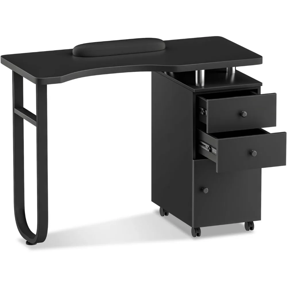 

Nail Tech Desk Manicure Table Nail Tech Table Professional Acetone Resistant Desk for Nails Station with Drawers