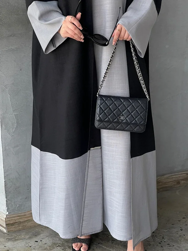 Eid มุสลิมชุดสําหรับสตรี Abaya 2 ชิ้นชุดผ้าฝ้าย Liene โมร็อกโก Ramadan LACE-up Kaftan อิสลามดูไบอาหรับยาว Robe ฤดูใบไม้ผลิ