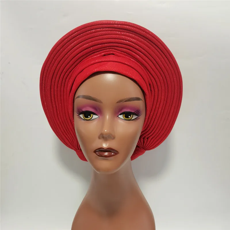 High Quality African Headtie Turban Nigerian Headtie Aready Made Auto Gele Turban Headwrap for Wedding Party XM205-1