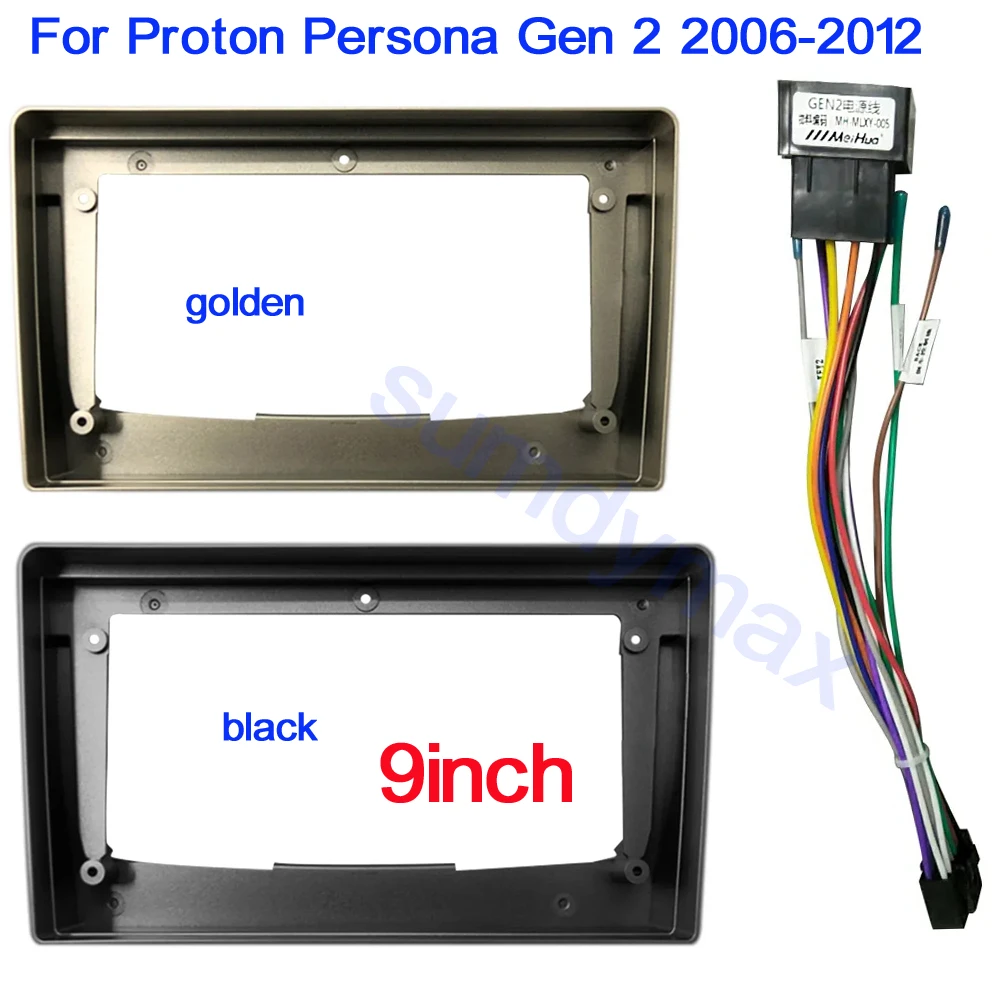 

2 Din Car DVD Frame Audio Fitting Adaptor Dash Trim Kits Facia Panel 9" For Proton Persona Gen 2 2006-2012 car Radio frame