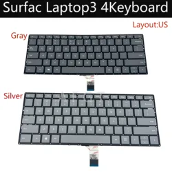 Original Keyboard For Microsoft Surface Laptop 3 4 Notebook Keyboard 13.5inch 15inch 1868 1867 1783 1951 Gray Silver US  New