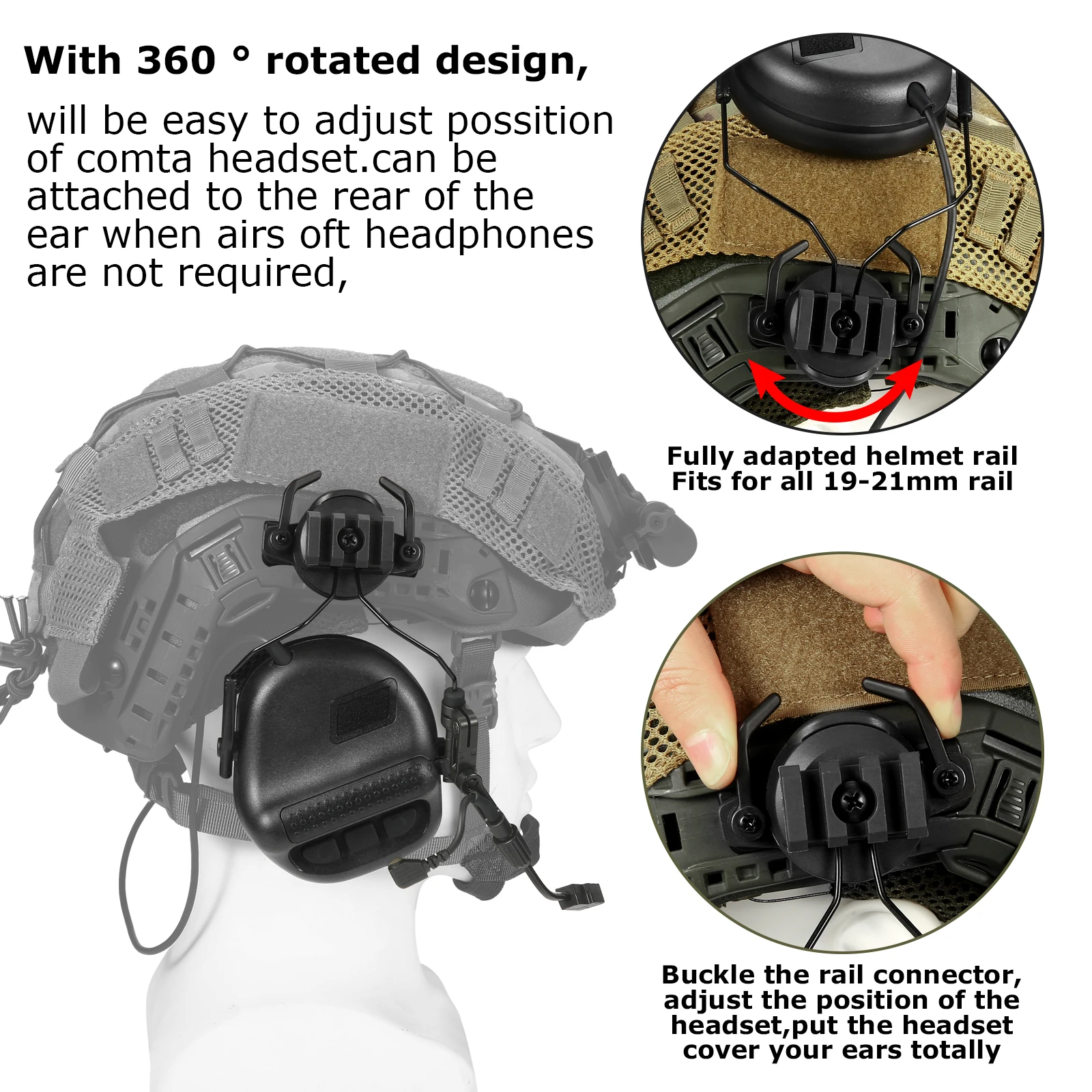 ARM NEXT F20 Tactical Helmet Headphones/Military Helmet Earmuff/Electronic Hearing Protection/Hunting Noise Reduction