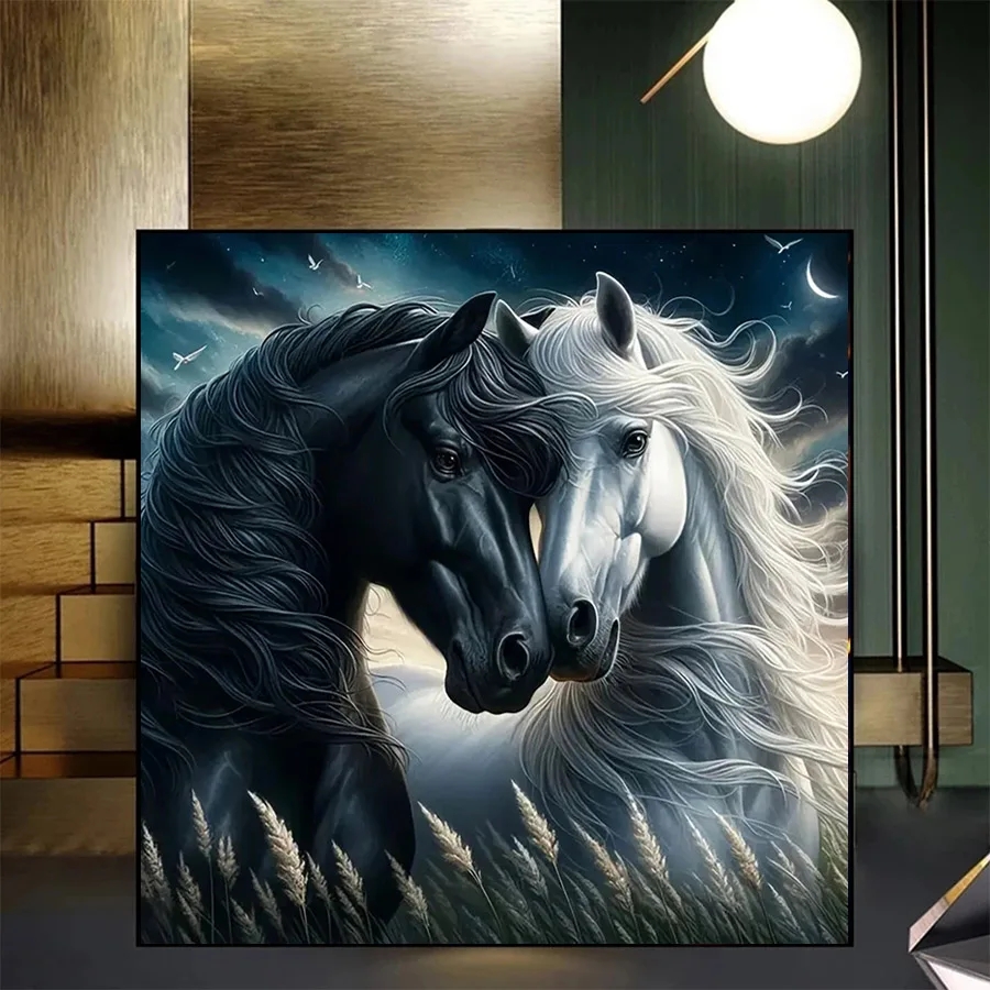 DIY Diamond Painting Fantastic Abstract Black and White Animal Horse Art Diamond Mosaic Full Drill Cross Stitch Handmade Hobby