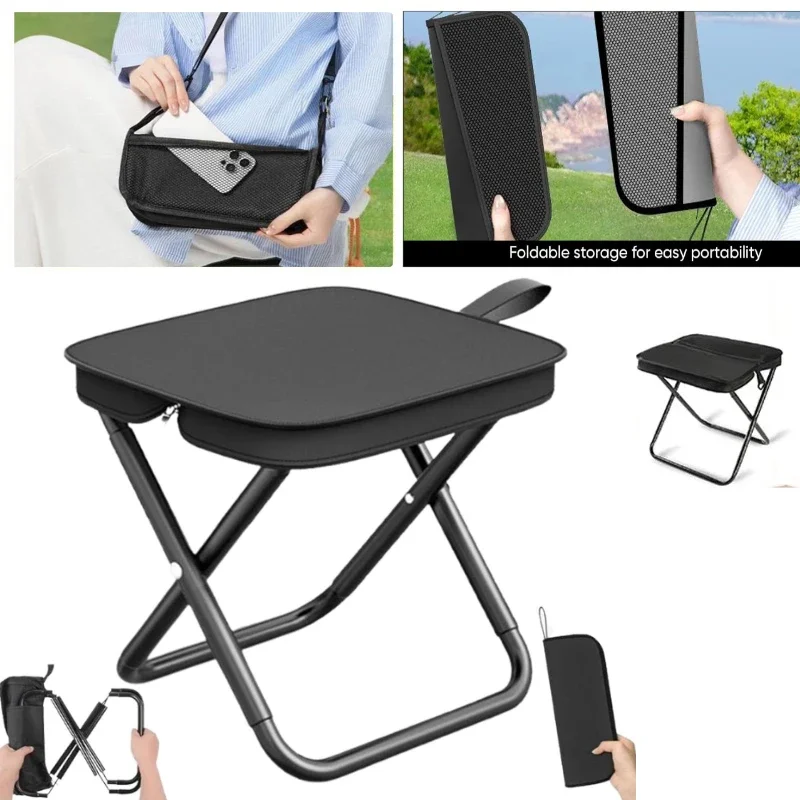 Camping Folding Portable Chair Compact Outdoor Stool Easy Carry Fold Up Camping Chair Bench for Fishing Sketching Backpacking