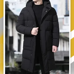 Mid To Long Winter 2024 Thick Casual Trend Versatile Hooded Cotton Jacket for Men Men Clothing