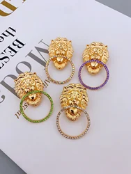 Stylish Lion Head Round Hoop Earrings Ideal for Women's Daily Attire jewelry for women