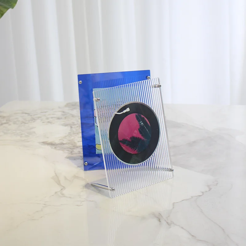 

Scalloped Acrylic Picture Frame Neon Magnetic Acrylic Tabletop Desk Frame Decoration Colored Modern Photo Frame for Home Office